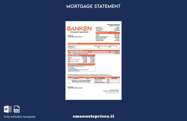 stile verificato Dichiarazione di mutuo Norvegia Kvinesdal Sparebank Modello Wor